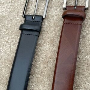 Men's Black and Brown Full Grain Italian Leather Belts